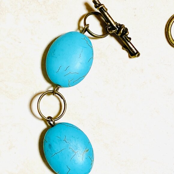 2/$20, Genuine Dyed Howlite Bracelet, Genuine Gemstone + Bronze Grape Leaf Clasp - Picture 2 of 11